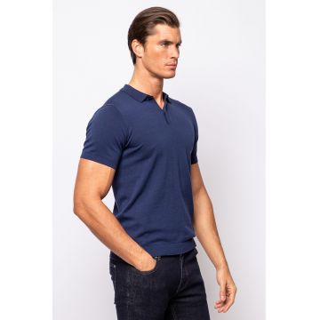 Tricou polo de bumbac cu model uni