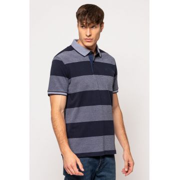 Tricou polo din bumbac cu model in dungi Delroy