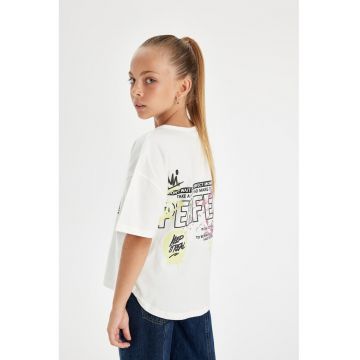 Tricou supradimensionat cu imprimeu text