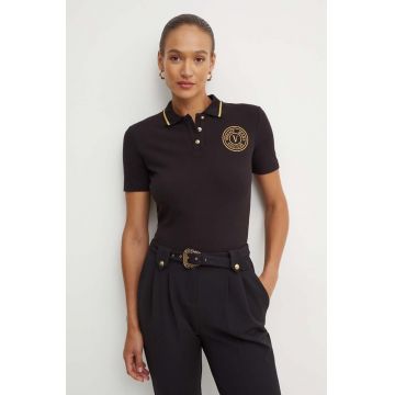 Versace Jeans Couture polo de bumbac culoarea negru, 77HAGT00 CJ01T