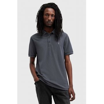 AllSaints polo de bumbac REFORM culoarea albastru marin, neted, M075PB