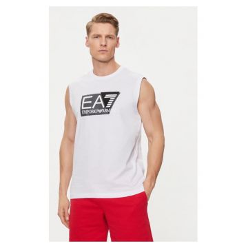 EA7 Tricou 3DPT80 PJ02Z 1100 Alb Regular Fit - Bumbac