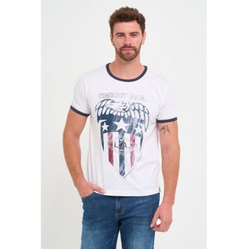 Tricou barbat cu imprimeu - Alb