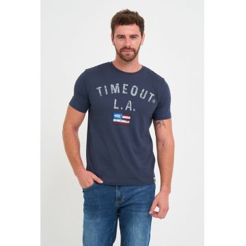 Tricou barbat cu imprimeu logo - Albastru