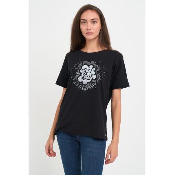 Tricou cu imprimeu si decolteu rotund