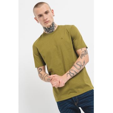 Tricou de bumbac cu decolteu la baza gatului