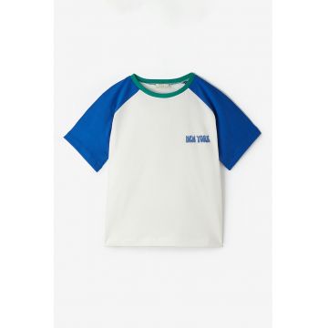 Tricou de bumbac cu maneci raglan contrastante