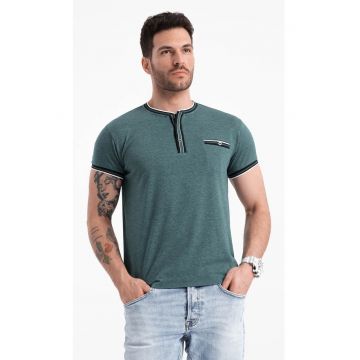 Tricou Henley cu accente in dungi