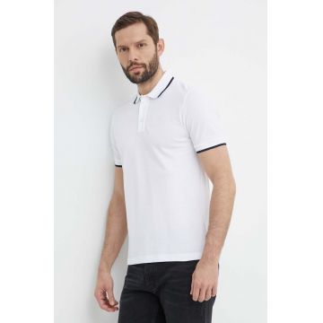 BOSS polo de bumbac culoarea alb, neted, 50494697