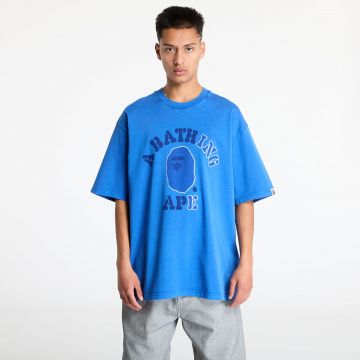 Tricou A BATHING APE Garment Dye College Relaxed Fit Tee Blue