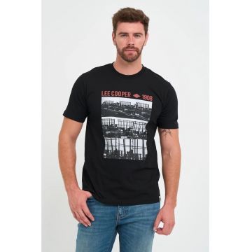 Tricou barbat cu imprimeu logo - Negru