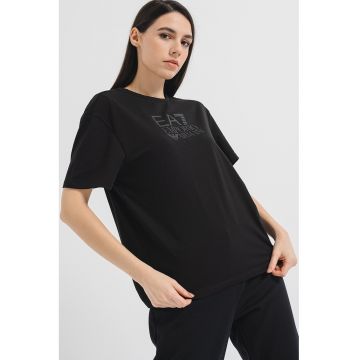 Tricou cu imprimeu logo si maneci cazute