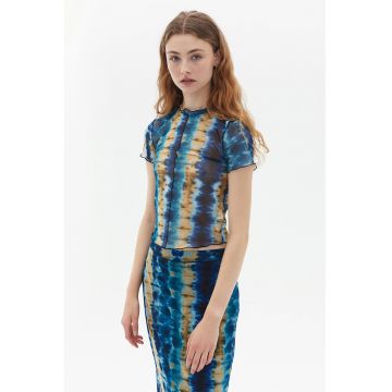 Tricou cu model tie-dye si aspect semitransparent