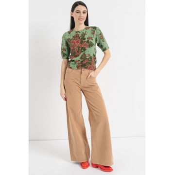 Tricou din amestec de lana cu model floral