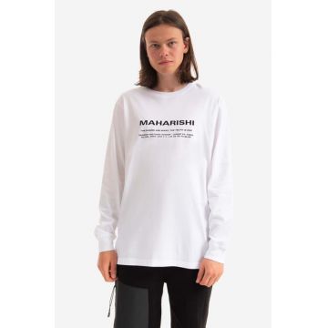 Maharishi longsleeve din bumbac Miltype Embroidered L/S T-Shirt culoarea alb, cu imprimeu 9754.WHITE-WHITE