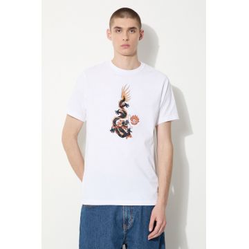 Maharishi tricou din bumbac Original Dragon barbati, culoarea alb, cu imprimeu, 5125.WHITE