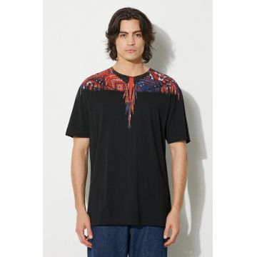 Marcelo Burlon tricou din bumbac Bandana Wings Basic Tee barbati, culoarea negru, cu imprimeu, CMAA056F24JER0031027