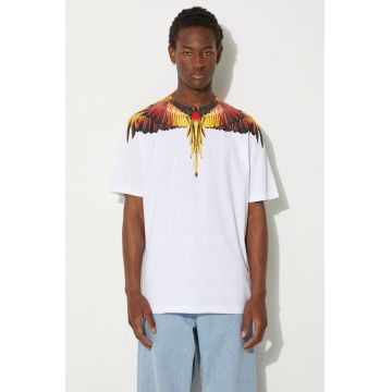 Marcelo Burlon tricou din bumbac Icon Wings Basic Tee barbati, culoarea alb, cu imprimeu, CMAA056F24JER0010125