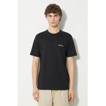 Norse Projects tricou din bumbac Johannes Organic Logo barbati, culoarea negru, neted, N01.0606.9999