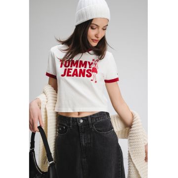 Tricou crop din bumbac cu logo