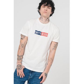 Tricou slim-fit din bumbac cu decolteu la baza gatului