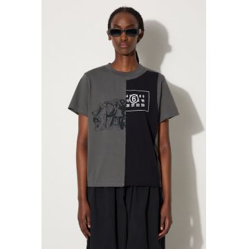 MM6 Maison Margiela tricou din bumbac femei, culoarea gri, S52GC0316.S24311