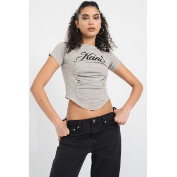 Tricou crop cu logo