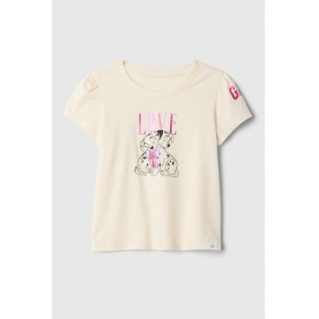 Tricou cu maneci bufante si model cu desene animate