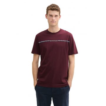 Tricou din bumbac cu decolteu la baza gatului