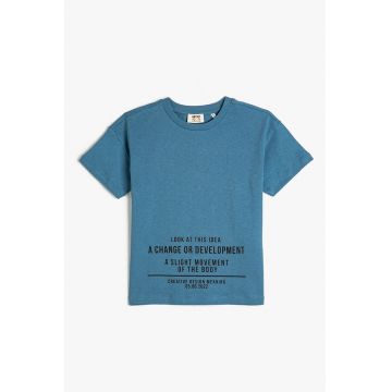 Tricou din bumbac cu imprimeu text