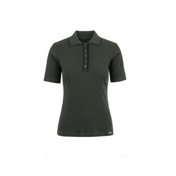 Tricou polo din jerseu cu detalii contrastante - Verde