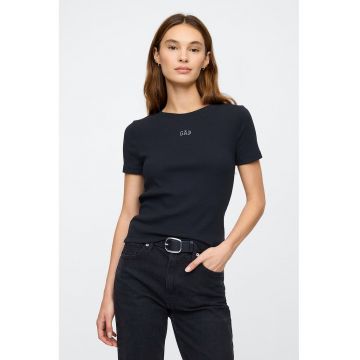 Tricou slim fit din amestec de modal cu decolteu la baza gatului