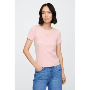 Tricou slim fit din amestec de modal cu decolteu la baza gatului