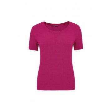 Tricou tricotat fin - Fuchsia