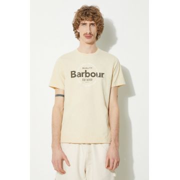 Barbour tricou Bidwell Tee barbati, culoarea bej, cu imprimeu, MTS1268