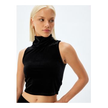 Top crop cu aspect de catifea