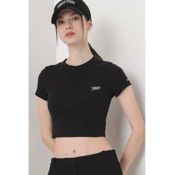 Tricou crop cu logo