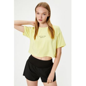 Tricou crop cu maneci cazute