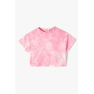 Tricou crop cu model tie-dye