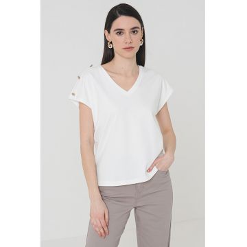 Tricou de bumbac organic cu decolteu in V Karin