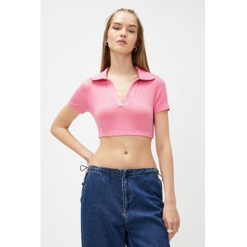 Tricou polo crop