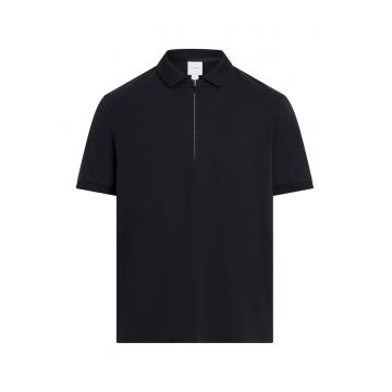 Tricou polo de bumbac organic cu fermoar scurt