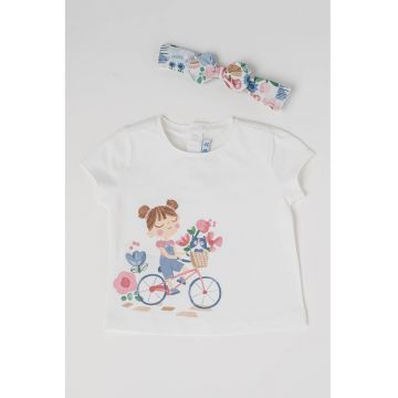 Set de bentita si tricou cu imprimeu - 2 piese