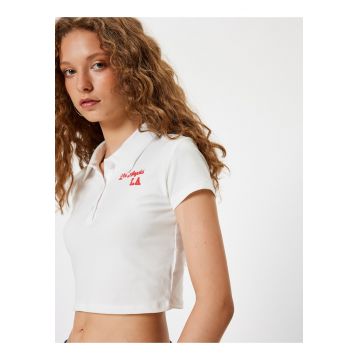 Tricou crop polo