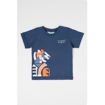 Tricou cu imprimeu grafic si maneci raglan