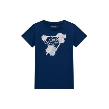 Tricou din amestec de bumbac cu decolteu la baza gatului