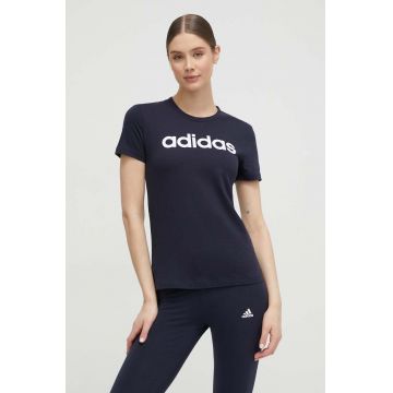 adidas tricou din bumbac H07833 culoarea bleumarin H07833