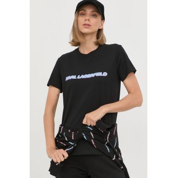 Karl Lagerfeld tricou din bumbac culoarea negru