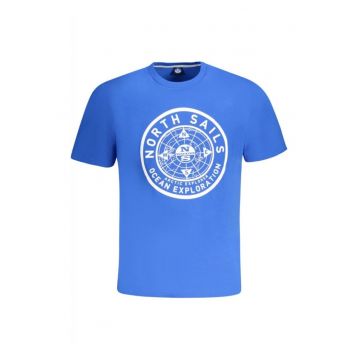 Tricou barbati - cu imprimeu cu logo - Regular fit - Albastru deschis