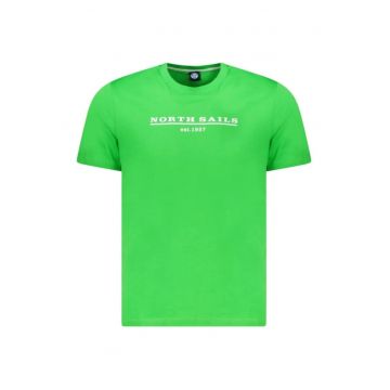 Tricou barbati - cu imprimeu cu logo - Regular fit - Verde deschis -